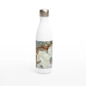 17oz White Stainless Steel Bottle with 'Shells' Watercolor Artwork by American Artist Barbara Cleary