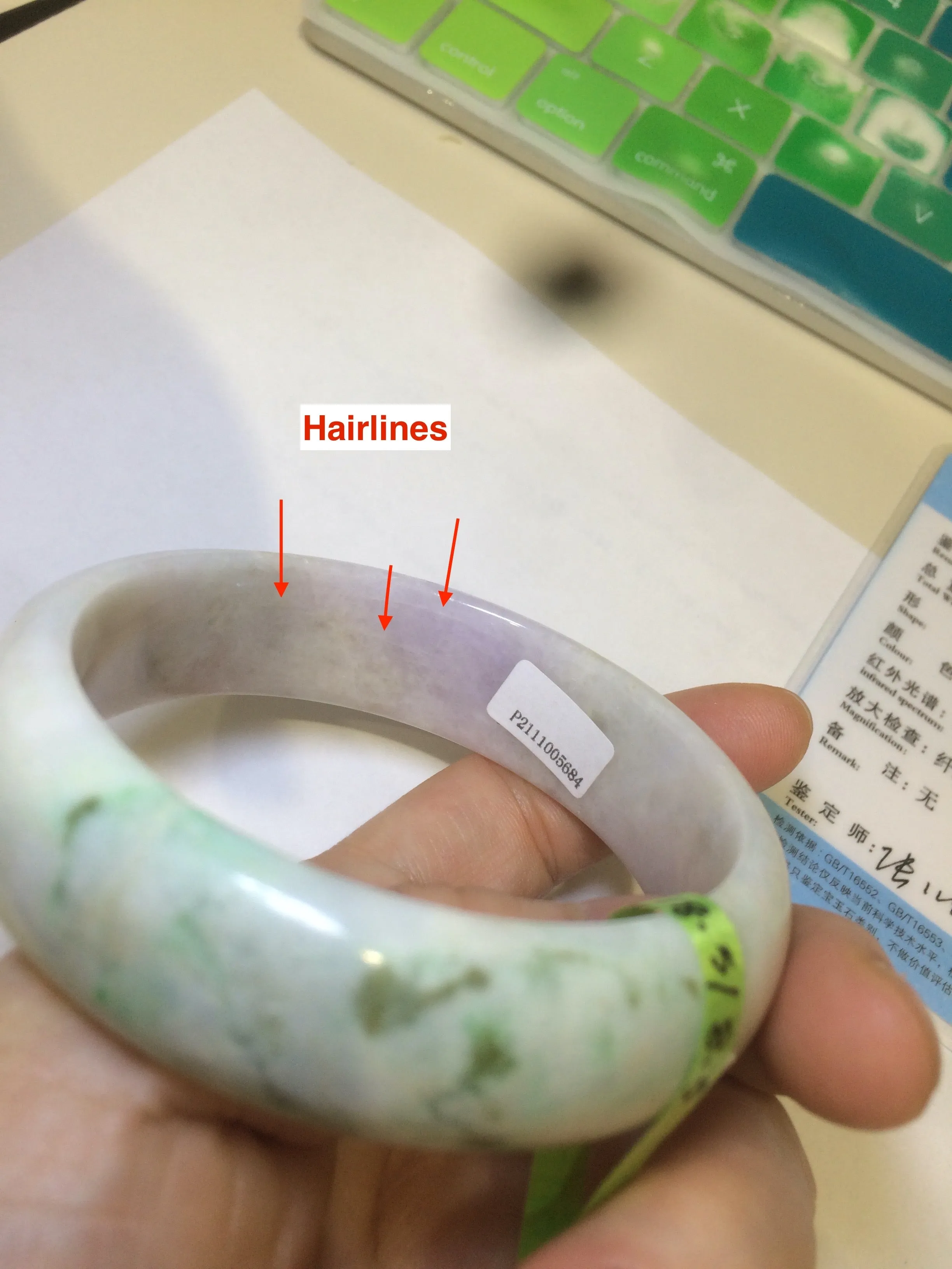 59mm Certified 100% natural Type A green/orange/purple jadeite jade bangle AB60-5684