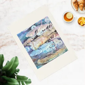 'Conchos Feathers' Organic Cotton Tea Towel I Original Artwork by American Artist Barbara Cleary | Barbara Cleary Designs
