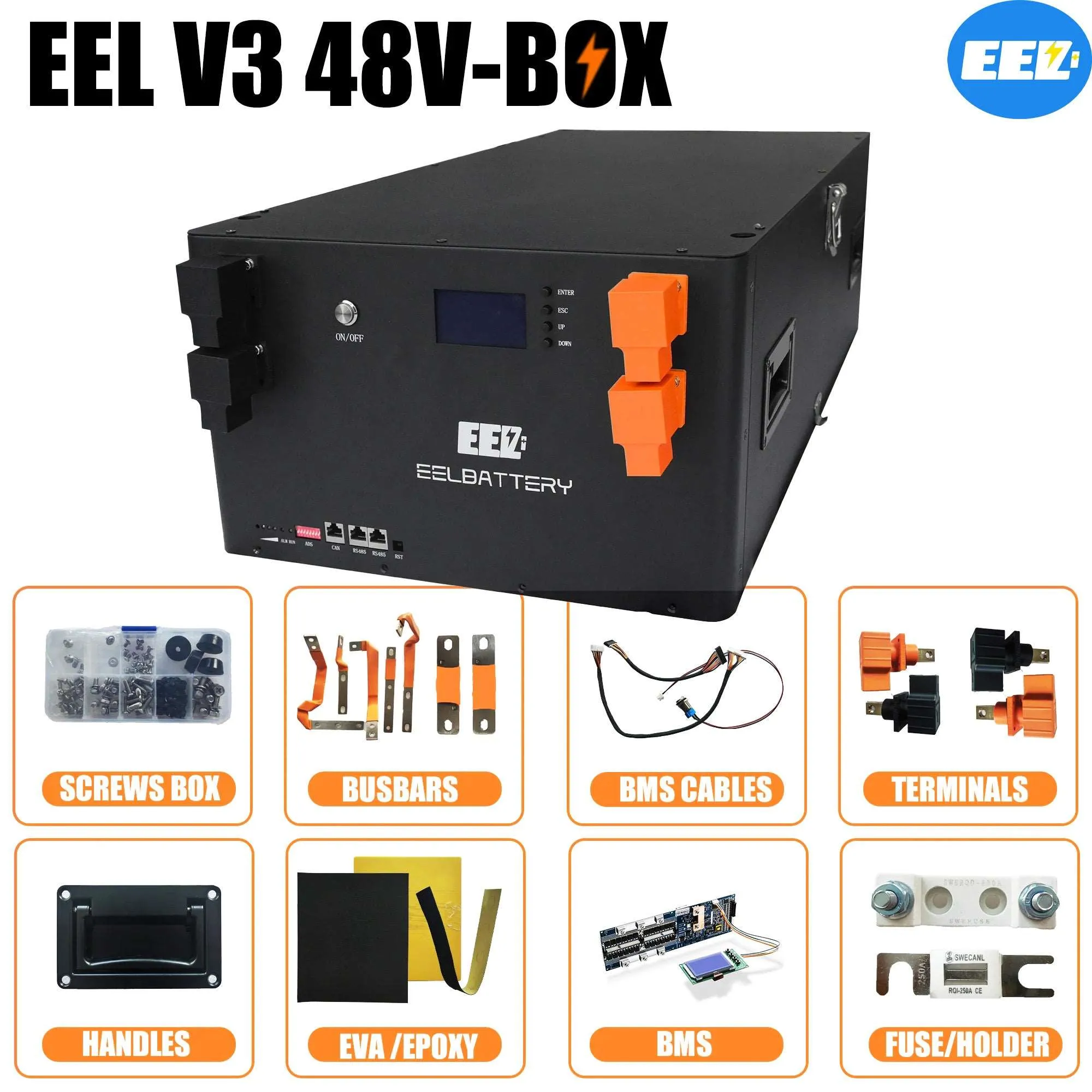 EU Stock | EEL 48V 16S V3 150A/200A Bluetooth BMS Battery Case ,Energy Storage Stackable Type Pre-Sale
