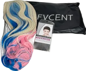 fvcent White 26 Inches Long Loose Curly Mixed Color Women's Cosplay Carnival Wig,harley Quinn One Size