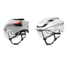 Lumos - (Size M/L) Ultra E-Bike Adjustable Bike Helmet Velo Head Protection with Front and Rear Light / Turn Signal Function / Visor - White