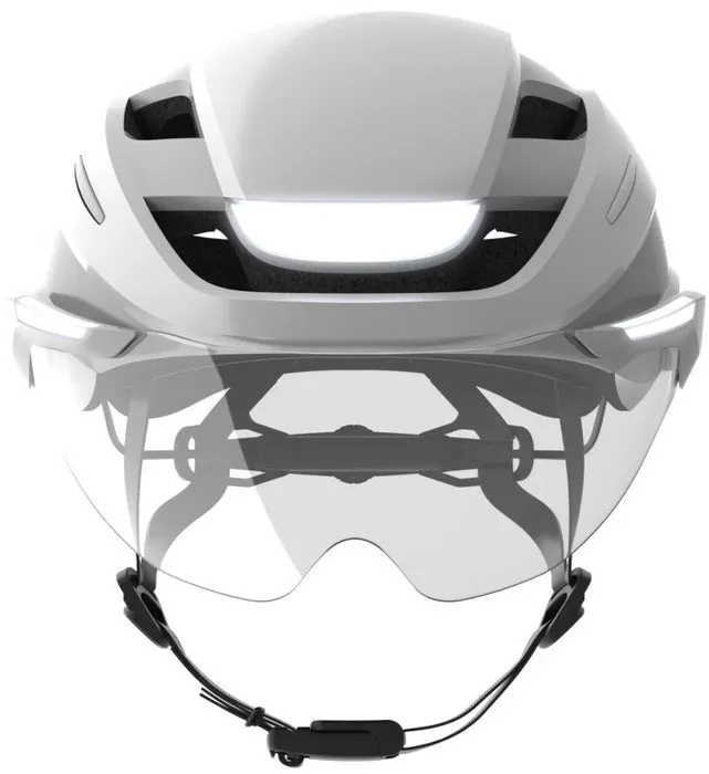 Lumos - (Size M/L) Ultra E-Bike Adjustable Bike Helmet Velo Head Protection with Front and Rear Light / Turn Signal Function / Visor - White